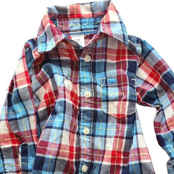 Toddler Boy BUNDLE 12 Months Plaid Button Up Shirt Sweater Vest Fall Winter - Picture 6 of 8